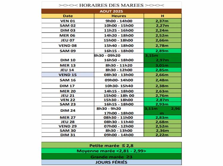 Calendrier aout