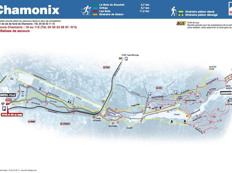 Chamonix : nordic ski map