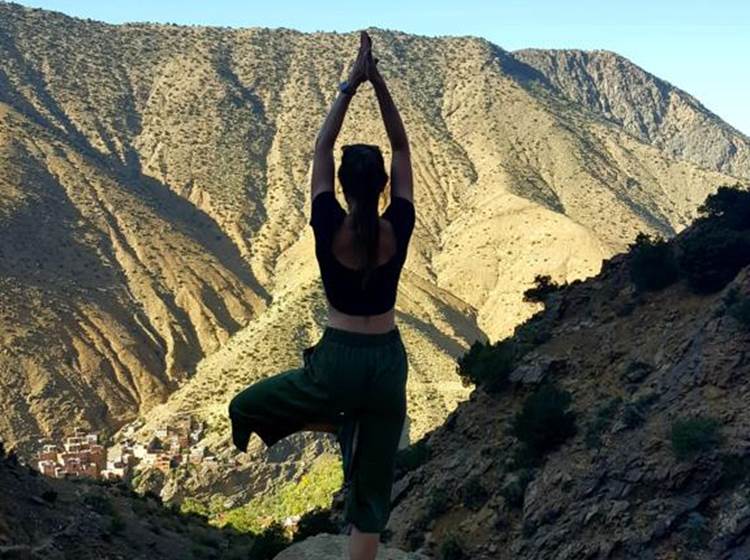 Yoga session on the mountains