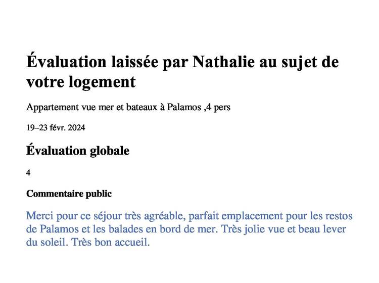 Séjour de Nathalie en Février