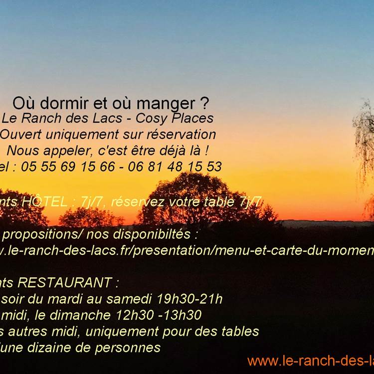 où dormir ET où manger Le Ranch des Lacs Cosy Places 87120-photo-news
