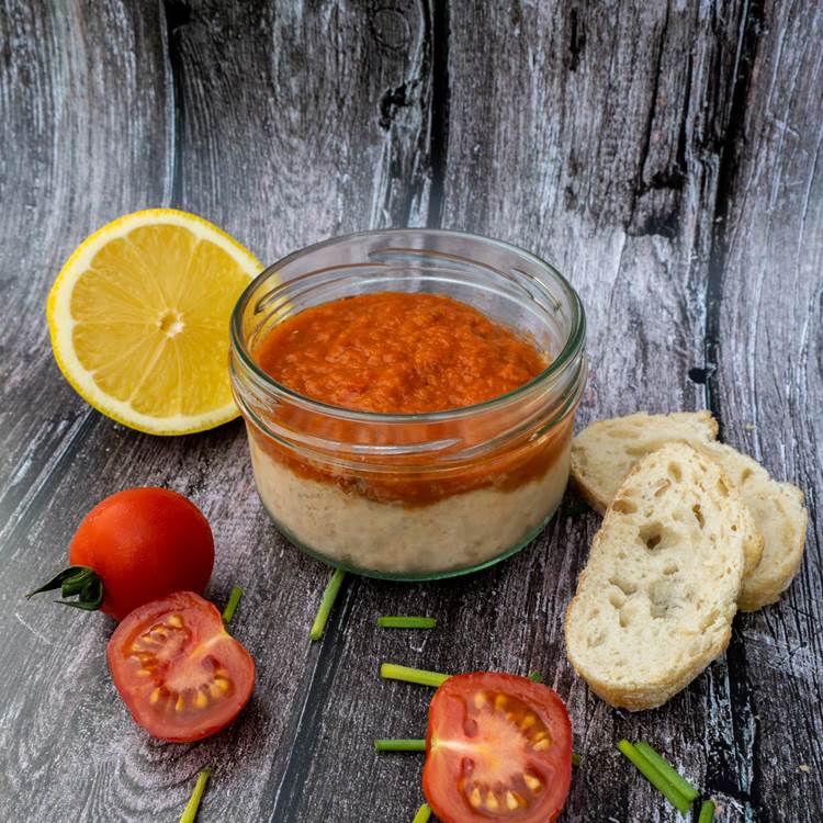 Rillette de saumon, compotée de tomates confites (2)