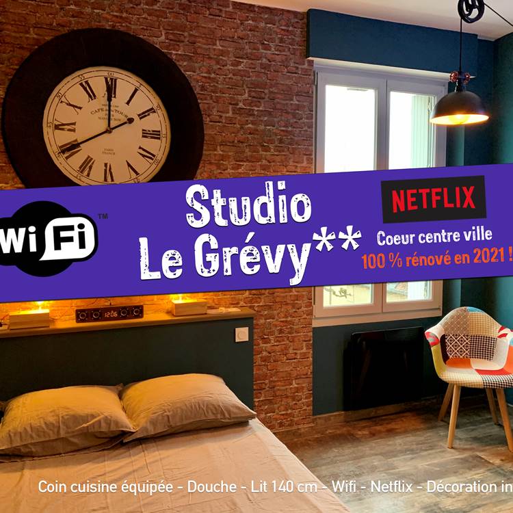 Studio Le Grévy - Lit 140 cm - Douche - Cuisine équipée - Wifi gratuit - Netflix