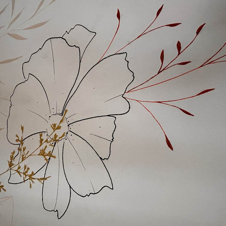 Peinture à la main sur le mur de la chambre " Fleur sauvage"-photo-page