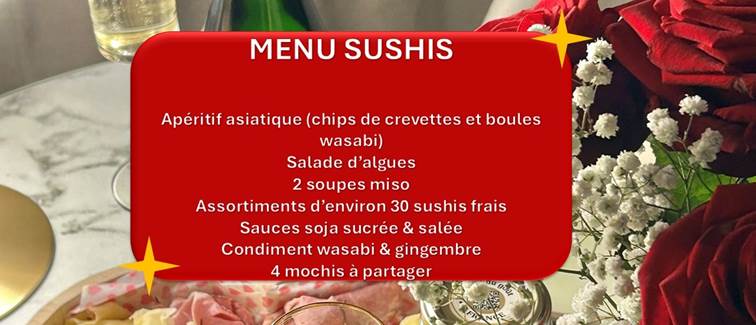 Menu sushis avril 2025