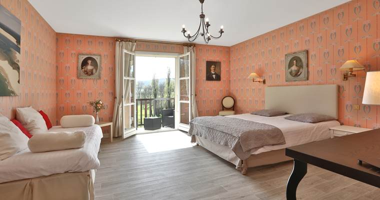 Chambre Gentilhommière RdC 28 avec terrasse - 2 à 4 couchages - vue parc