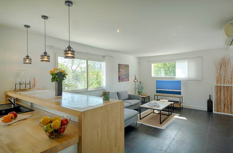 Séjour de 40 m² ouvert sur la cuisine