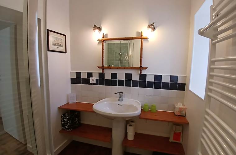 Salle d'eau particulière, avec une douche à l'italienne et des toilettes.