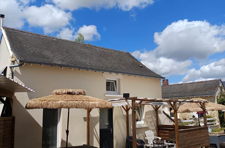 terrasse chaumière-gite-hameau