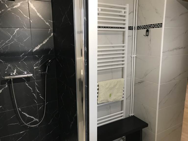 salle d'eau côté douche +seche serviette