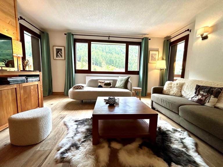 Grand séjour avec vue dégagée sur les montagnes (appartement de 65 m2)