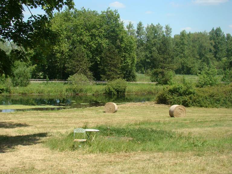 Vue sur l'étang et le parc