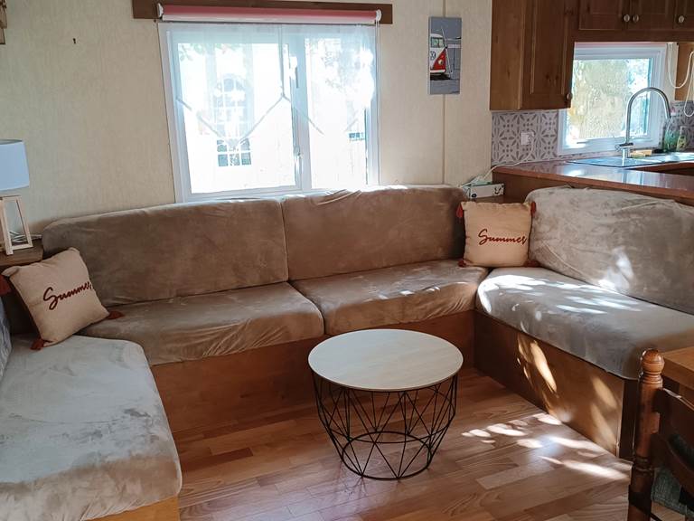 coin salon avec canapé convivial MOBIL-HOME DE PROPRIETAIRE 110