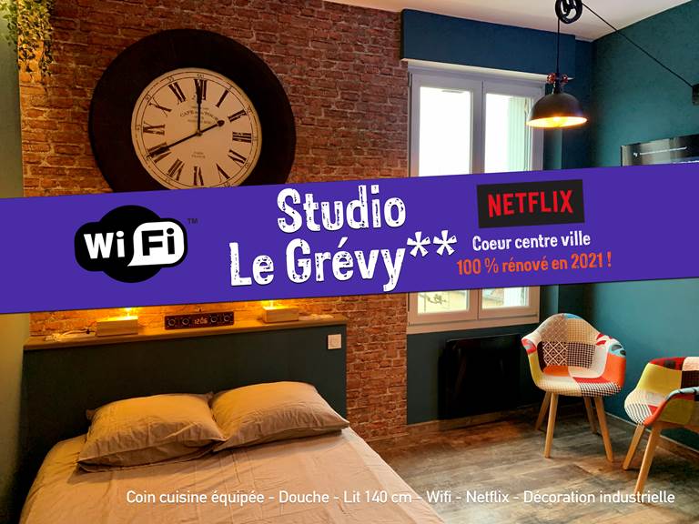 Studio Le Grévy - Lit 140 cm - Douche - Cuisine équipée - Wifi gratuit - Netflix