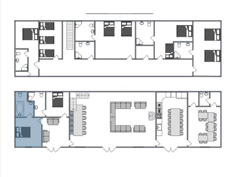 Plan de chambres -  rez de chaussee blue