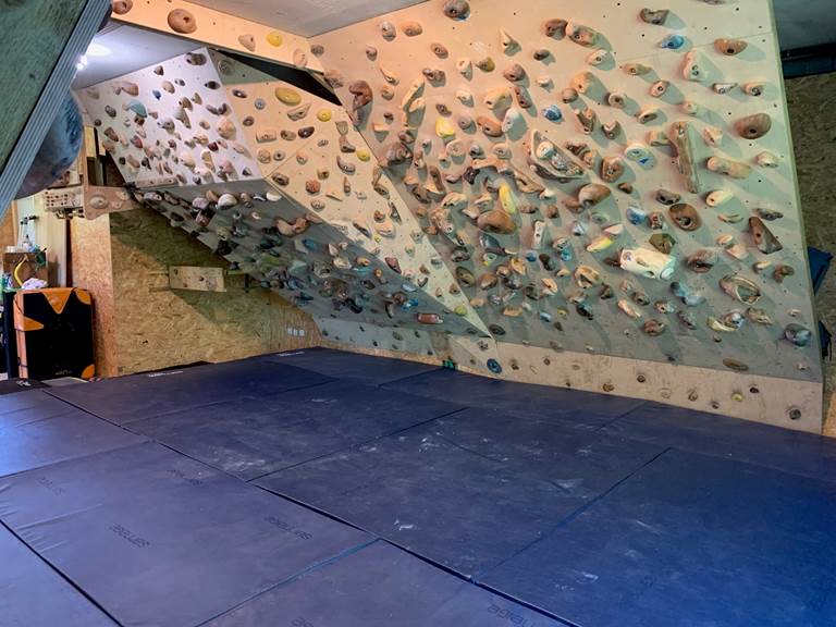 Climbing gym at Bloasis 45 and 60 degrees walls