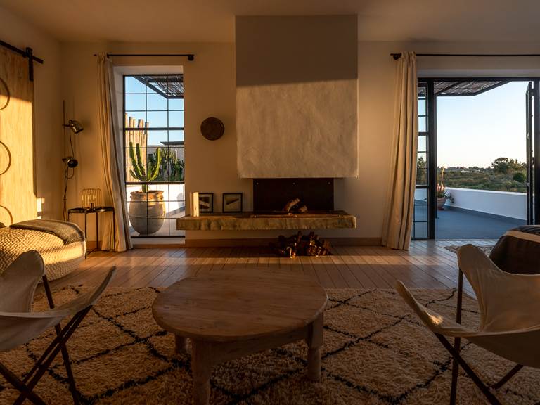 salon avec cheminée