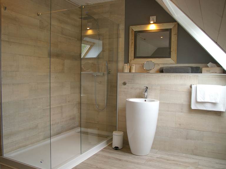 Salle de bain avec grande douche - chambre d'hôte le colombier bretagne