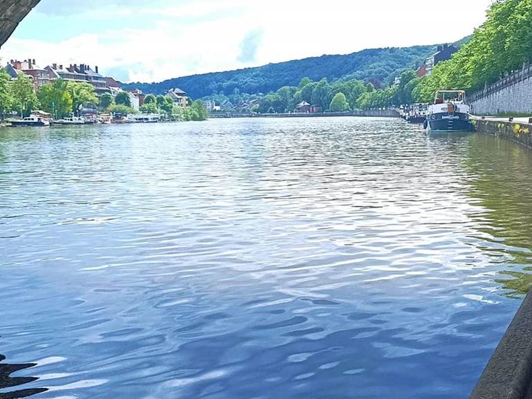 Halage sous le pont de Jambes (Namur)