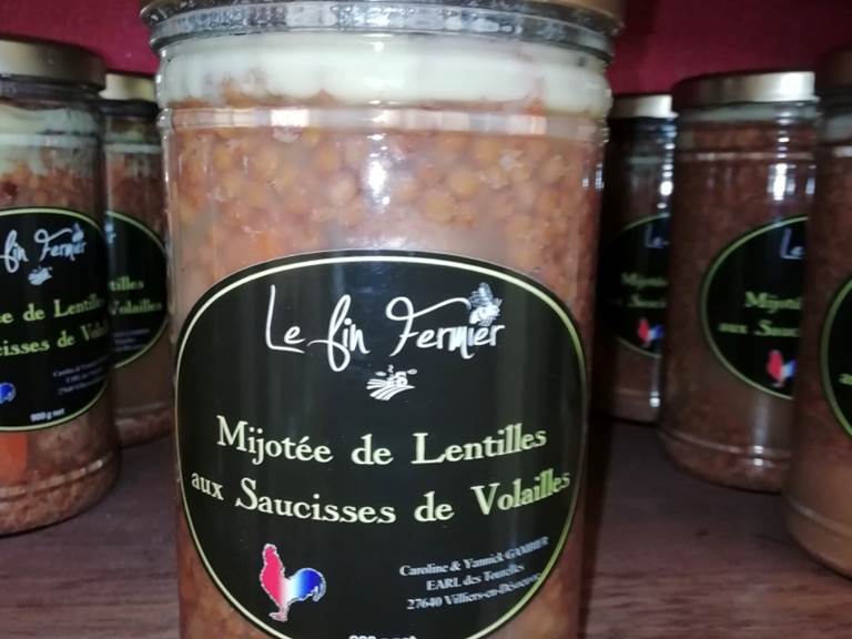 Mijoté de lentilles aux saucisses de volaille