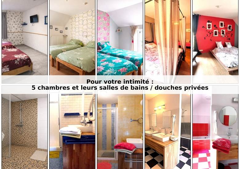 6 chambres / 6 salles de bains privées