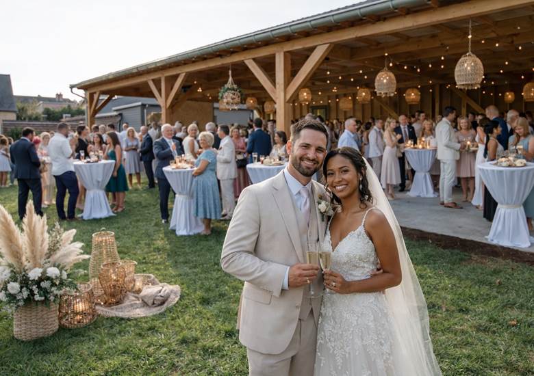 Réception de mariage sous le preau bois