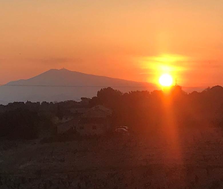 Le Mas Mellou : Lever de soleil sur le Mont Ventoux