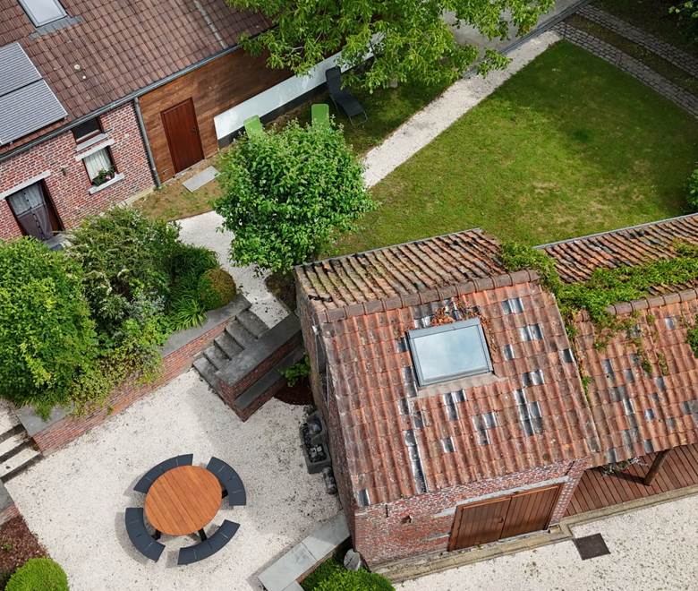 Vue aérienne de l'espace extérieur du gîte