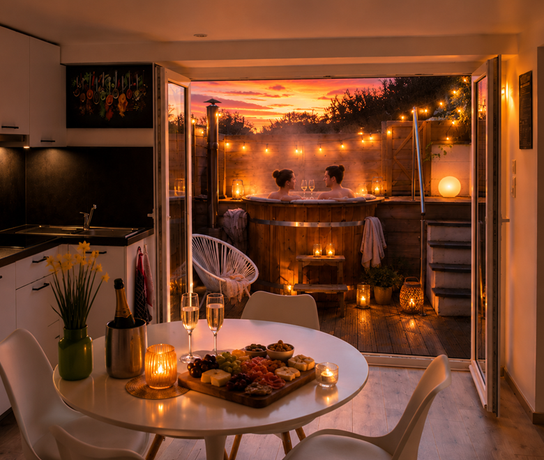 Ambiance romantique BN coucher de soleil
