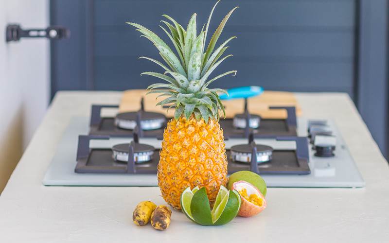 Iguane House villas & Micro Spa Suite Passion cuisine extérieure sous galerie