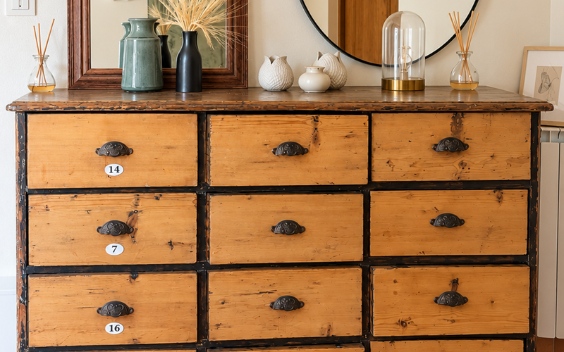 "Mobilier ancien et objets choisis prolongent à l'étage l'atmosphère authentique et singulière de l'espace Maison d'hôtes"