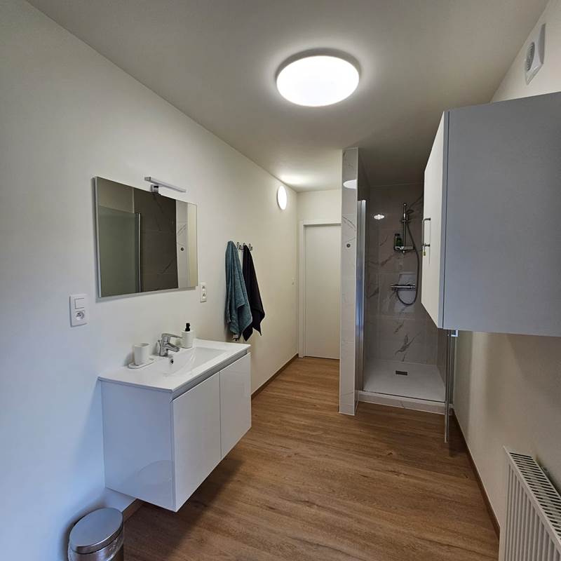 Salle-de-bain vue entrée jardin
