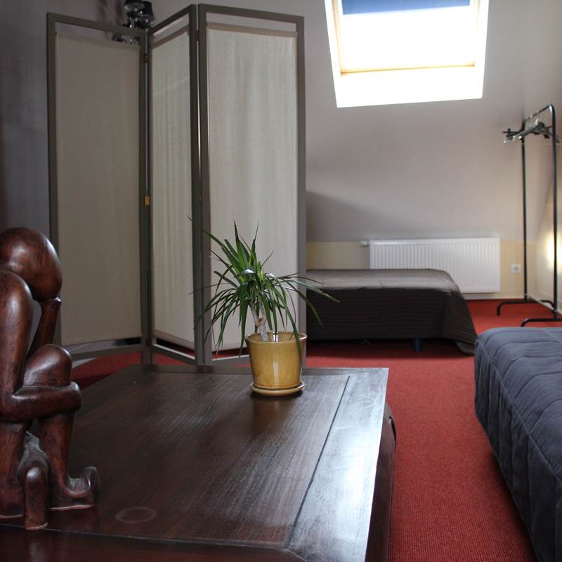 Chambre confortable disposant d'un lit queen size et d'un espace salon. TV écran plat. Salle de douche et toilettes privés. Deux fenêtres vue campagne et deux vélux éclairent l'espace.Chauffage central et climatisation individuelle contribuent à votre confort.