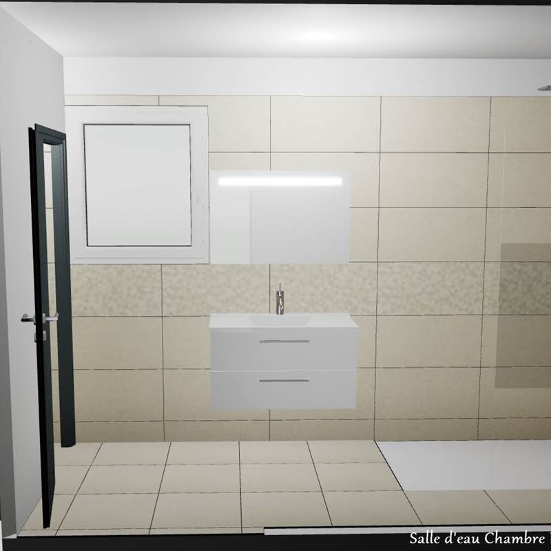 Salle d'eau Chambre Paul Rebeyrolle plan 3D rénovation juin 2021