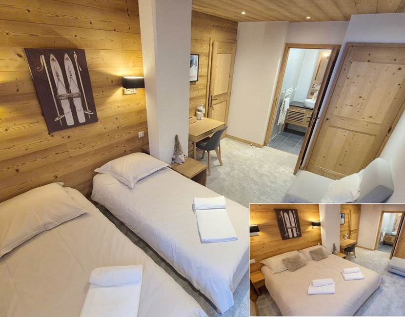 2ème chambre (équipement grand lit 160 avec surmatelas sur demande) avec fauteuil convertible