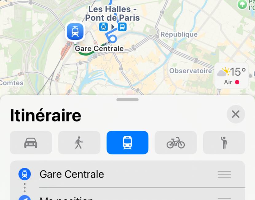 Trajet depuis la gare centrale de Strasbourg