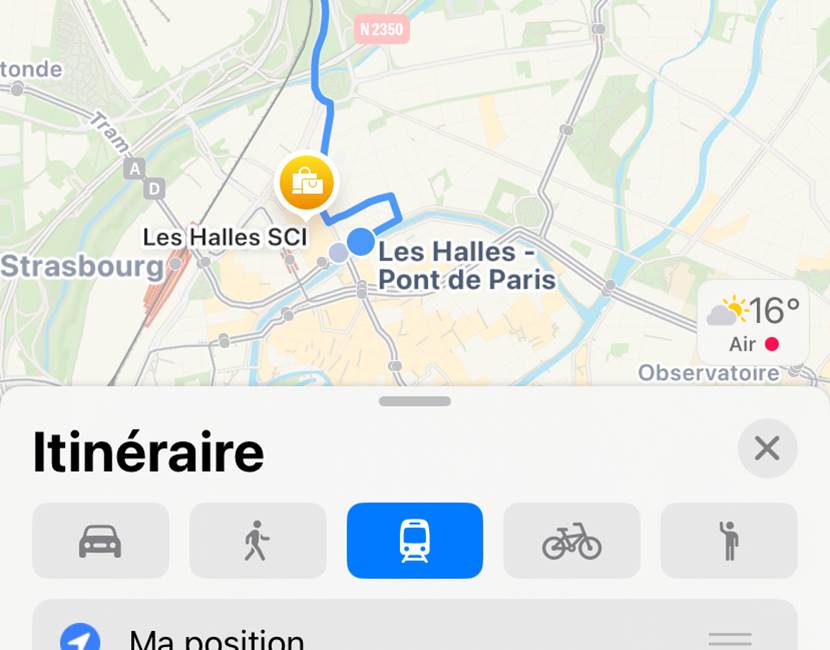 Trajet de la maison aux quartiers historiques