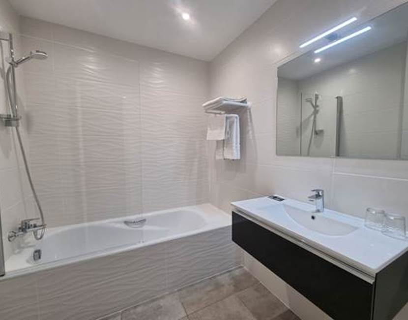 Salle de bain grande baignoire avec douche intégrée