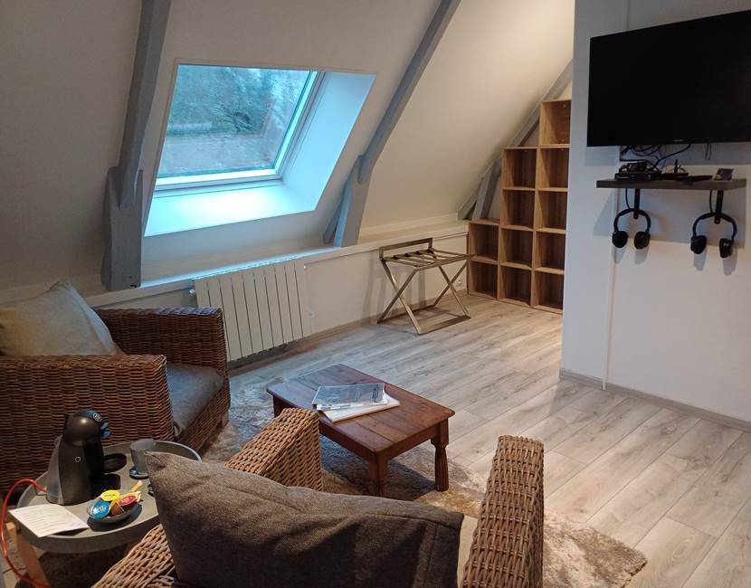Le Colombier Bretagne, chambre d'hôtes Cabane des 7 îles - vue coté salon