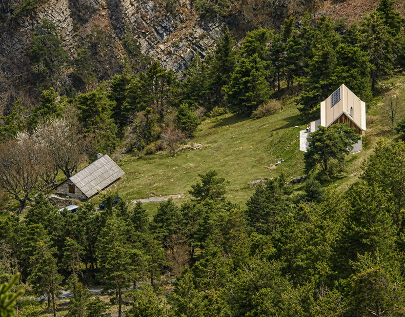 Vue aérienne du refuge