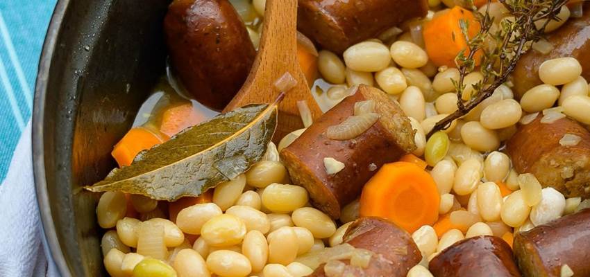 La saucisse de Montbéliard aux cocos de Paimpol