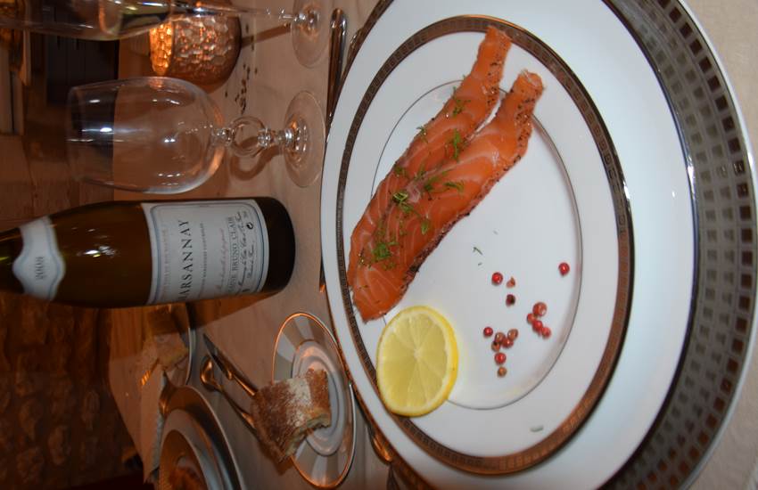 Saumon Gravelax, aux thé Earl Grey, citron et baies roses-photo-page