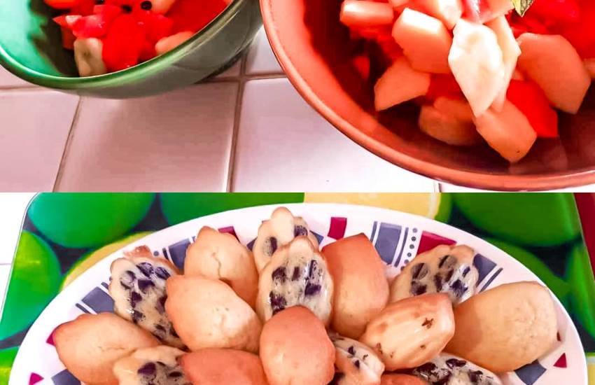 gateaux "fait maison" et salade de fruits frais-photo-page