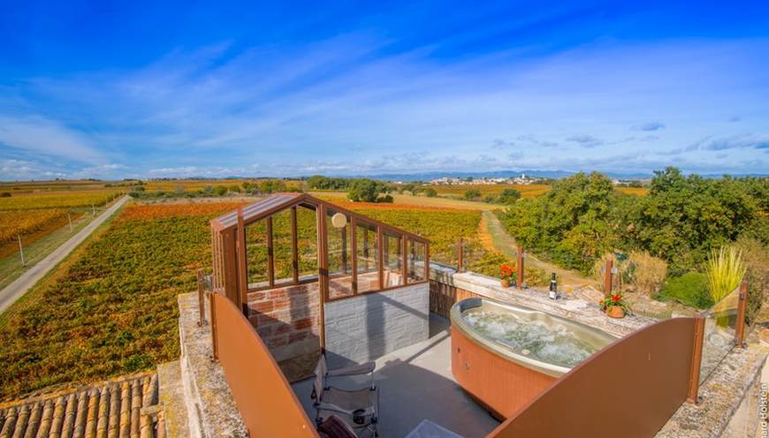 Jacuzzi privée vue sur le vignoble