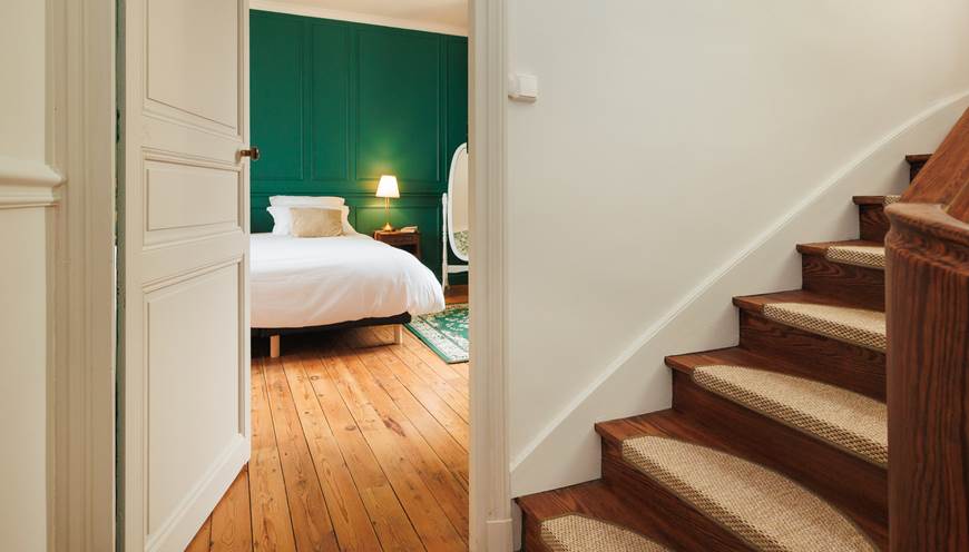 Vue chambre verte du palier gite de charme Le Quatre Feuilles proche Puy du Fou