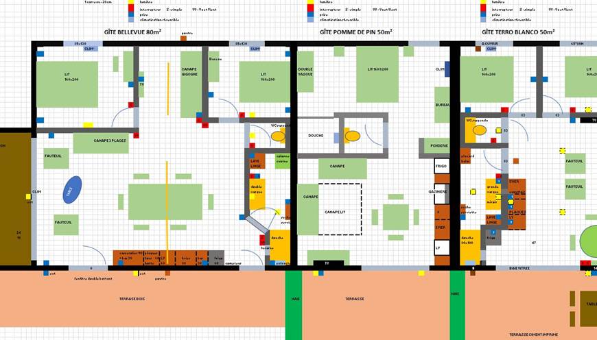 Plan des 3 gîtes