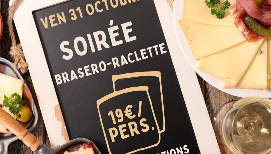 Publication Instagram Evènement Soirée Raclette Fromage Restaurant Hiver Illustration Photo Beige Simple