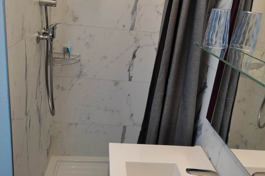 Chambre 7 vasque et douche.