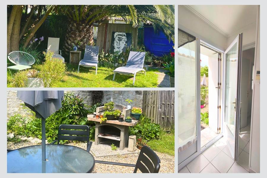 Maison Réthaise 2 : Jardin et barbecue au centre-ville de La Flotte Une ambiance fleurie et conviviale pour vos repas en plein air et vos après-midis farniente à l’ombre du palmier.