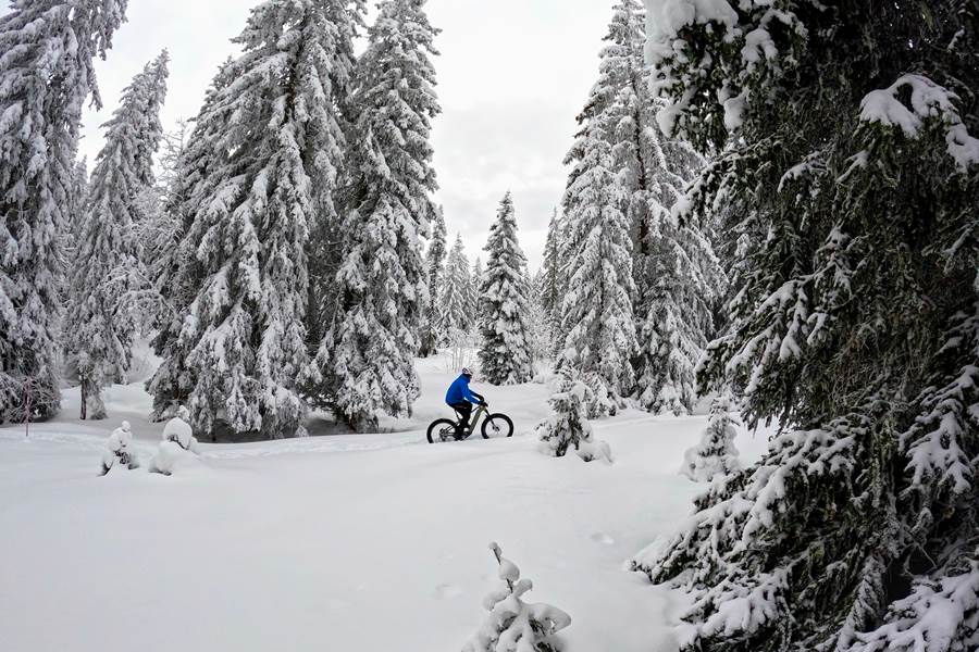 VTT sur neige à la Clusaz - plateau de Beauregard